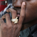 Hip Hop CZ Stones Bling Lightning Rings Tready Cubic Zircon Iced Out Copper Zircon Anillo de personalidad para hombres Joyería