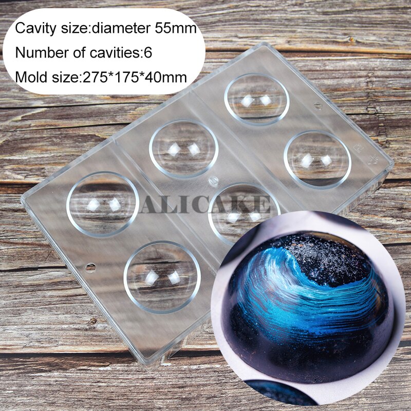 3D Polycarbonate Chocolate Mold Sphere Chocolate Bomb Tools Cake Confectionery Mold for Chocolates Bar Mould Bakery Baking Tools