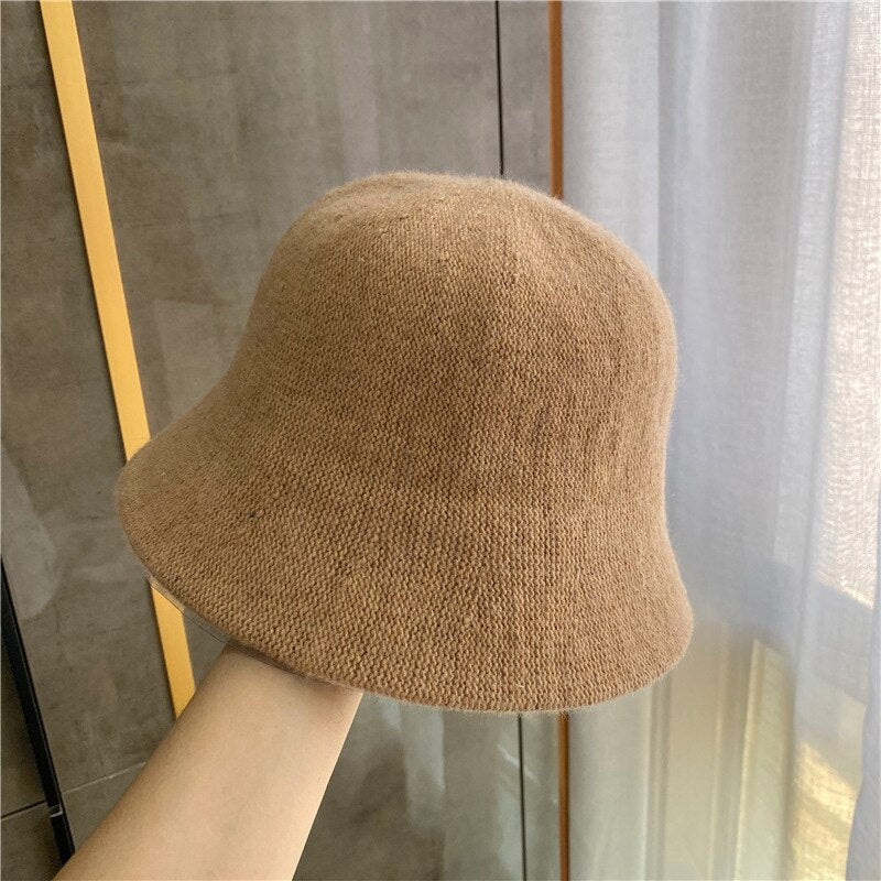 2020 Panamá cálido invierno sombrero de cubo para mujer para adolescentes sombrero de lana de fieltro para niña otoño e invierno moda piel negro gorra de hip hop