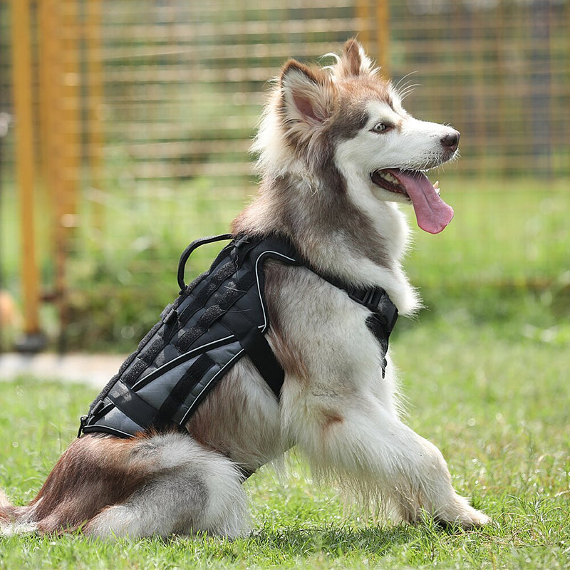 Arnés táctico militar para perros, arnés reflectante de nailon para perros, entrenamiento ajustable para perros medianos y grandes, pastor alemán