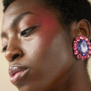 Pauli Manfi New Fashion Women Rhinestone Multicolor Earrings Elegant Ladies Personality Super Large Stud Earrings