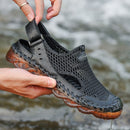 Summer Sandals Men Breathable Footwear Mesh With Hole Cow Leather Shoes Male Comfortable Soft Translucent Sole Men&