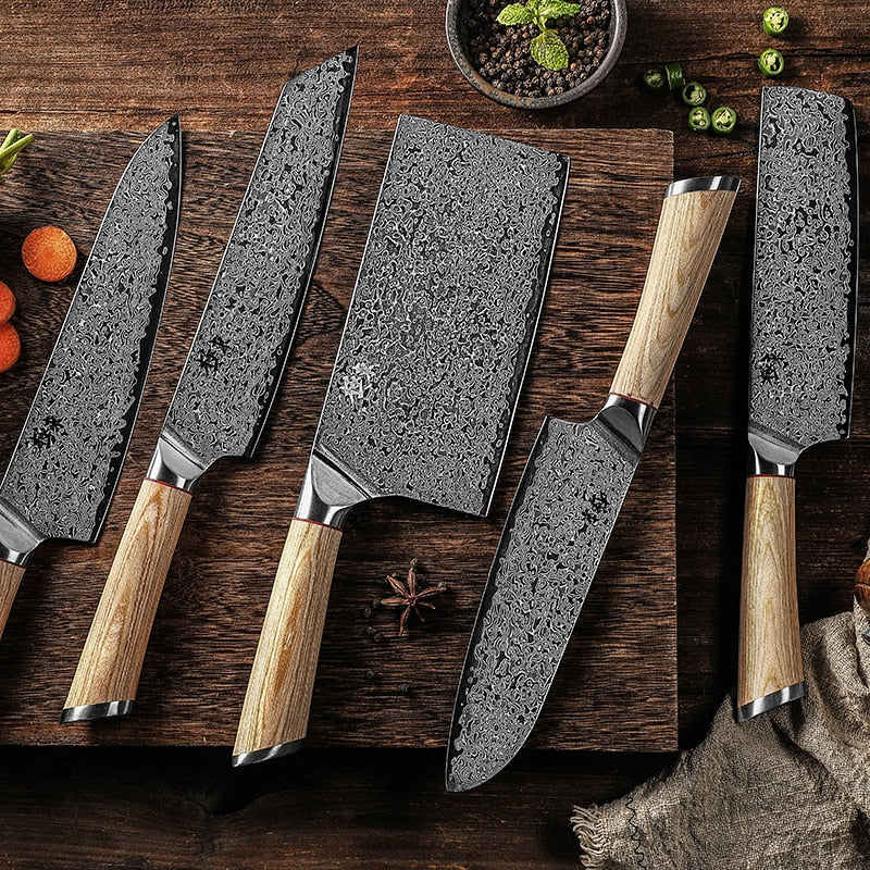 67-layer steel V gold 10 Damascus kitchen knife chef Gyuto Santoku Cleaver Paring Steak Slicing Utility Boning Salmon