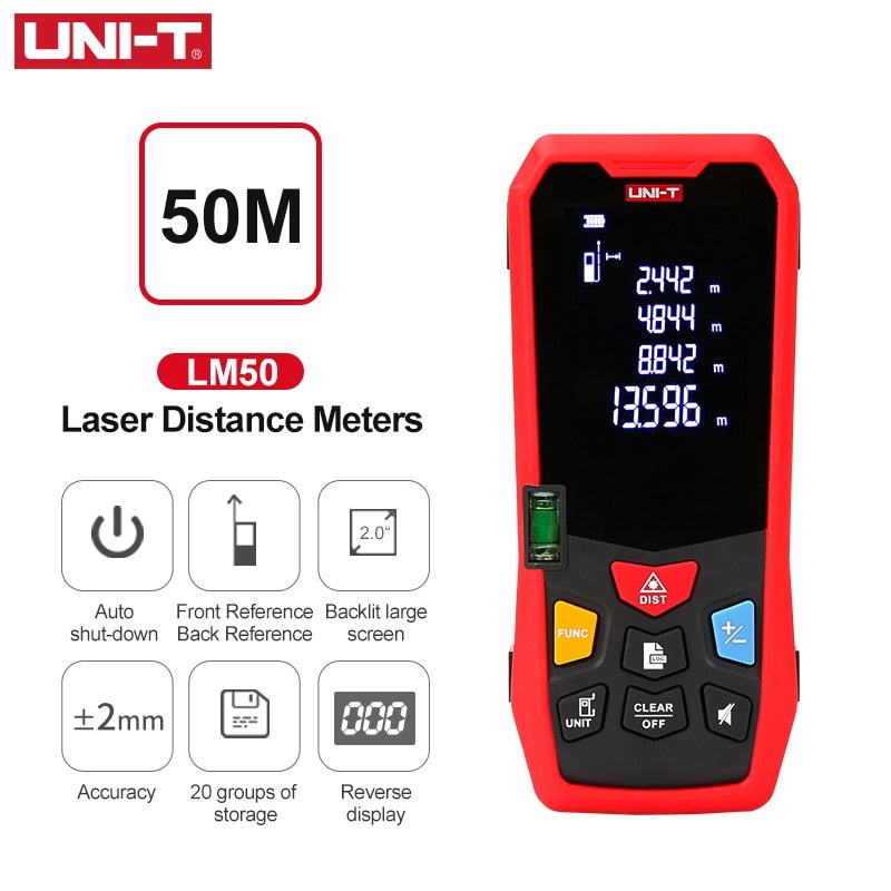 UNI-T Laser Range Finder 40M 50M 60M 70M 150M LM Series Digital Laser Distance Meter Trena Tape Build Measure Electronic Ruler