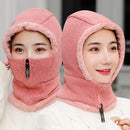 1pcs Frauen-Winter-Strickmütze neu hinzufügen Pelz gefüttert warme Wintermützen für Frauen mit Reißverschluss halten Gesicht und Ohrwärmer Balaclava Cap