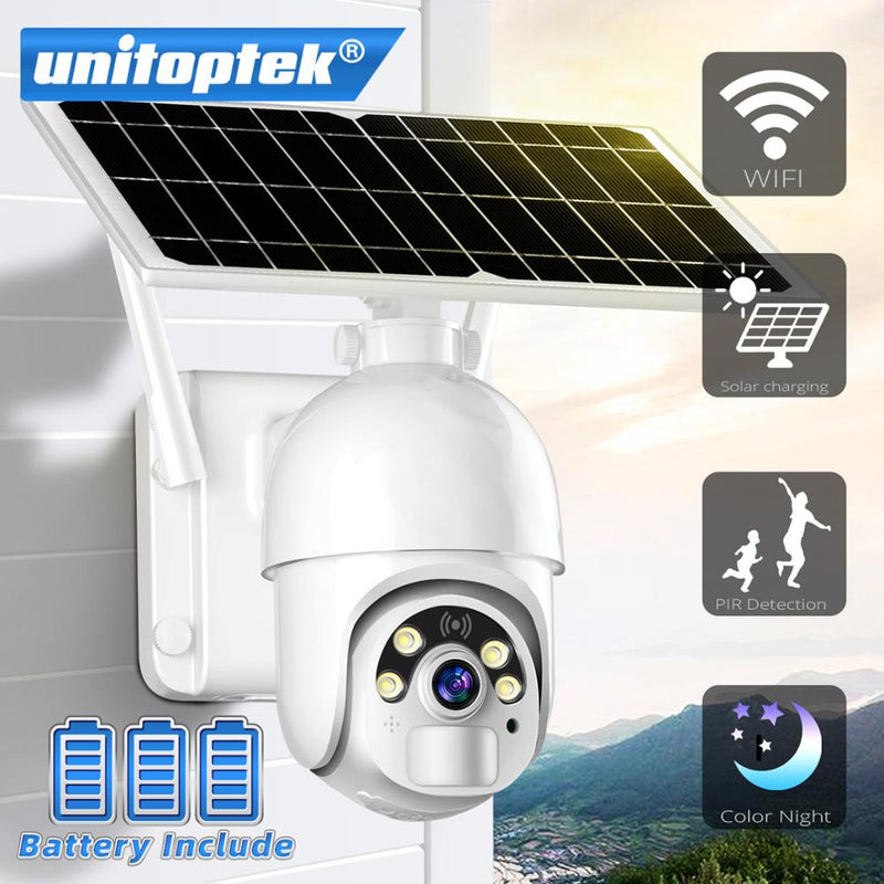 Cámara de seguridad solar WiFi 1080P HD Batería recargable para exteriores Cámara inalámbrica PTZ IP PIR Detección de movimiento Vigilancia CCTV