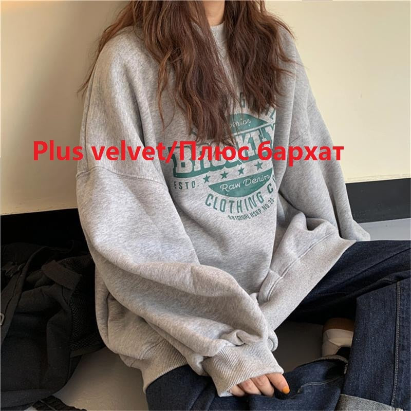 Dünnes Pullover-Sweatshirt Mode Herbst Designer Lose Sweatshirt mit Rundhalsausschnitt Harajuku Hoodie Polerones Mujer 2022 Kpop Kleidung