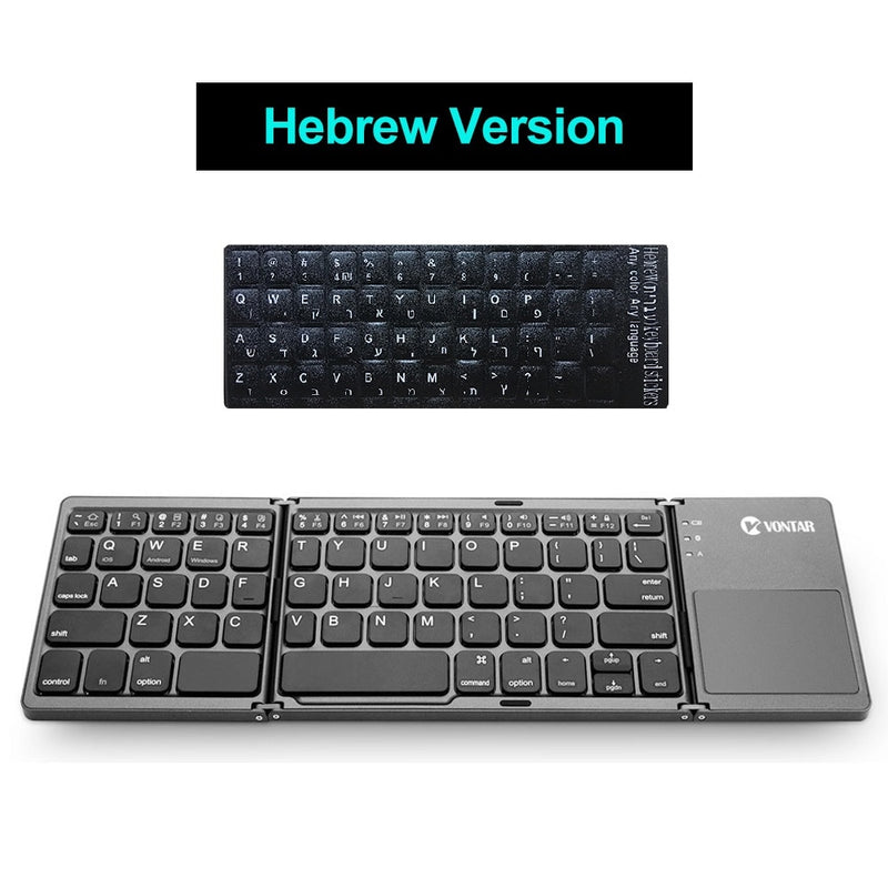 Folding Bluetooth Keyboard Wireless Klavye English/Russian/Spanish/Arabic/Hebrew/Portugues for IOS/Android/Windows ipad Tablet