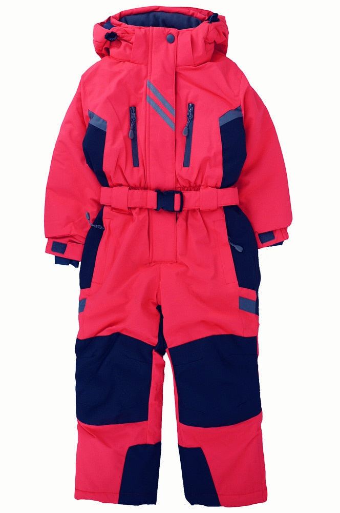 Winter-Outdoor-Bodysuit-Skianzug für Kinder, winddicht, schnee- und wasserfest, plus samtverdickender Schneestadt-Skiausrüstungs-Bodysuit