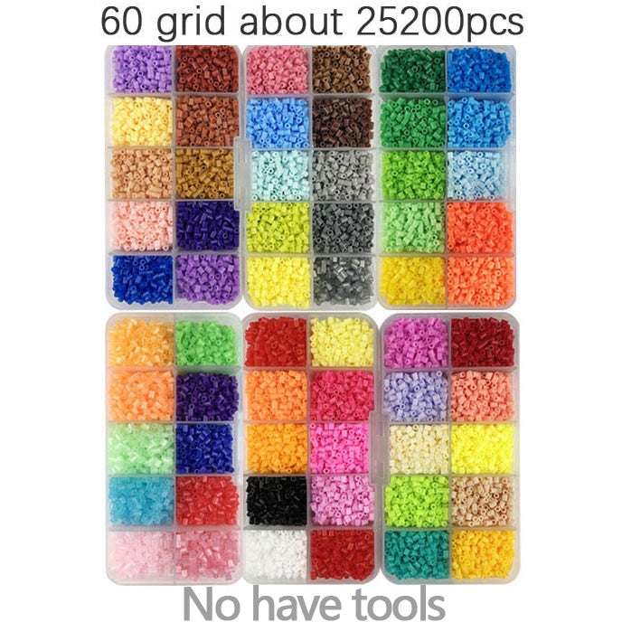 Mini Hama Beads de 2,6mm, kits de 80 colores, herramienta de cuentas perler PUPUKOU y plantilla, juguete educativo, rompecabezas de cuentas 3D para niños