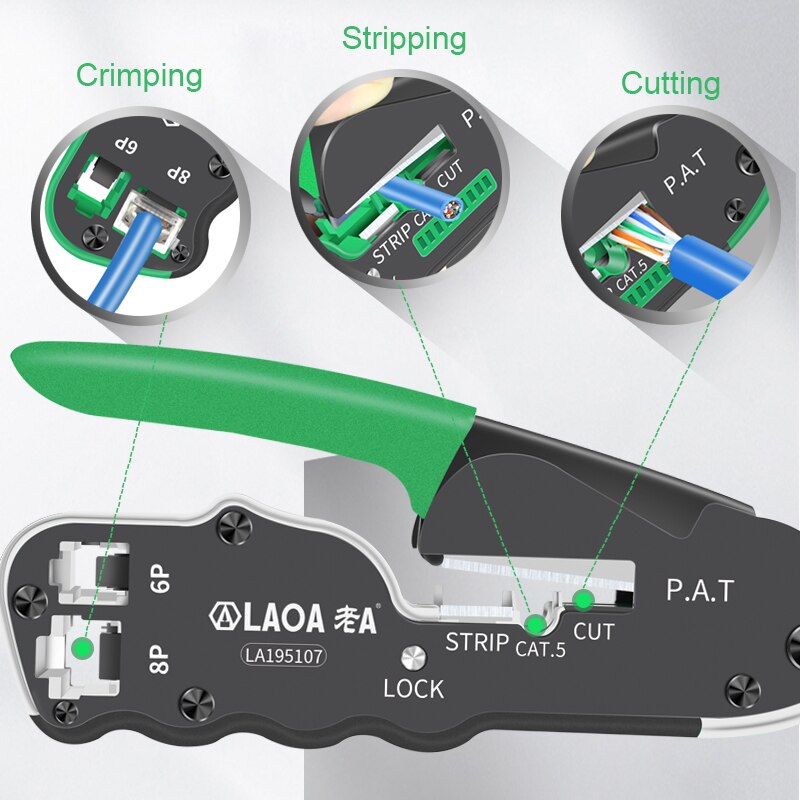 LAOA Crimpzange Crimper Network Tools Kabelabisolierer Drahtschneider Schneidzange Terminal Crimp Tragbares Werkzeug