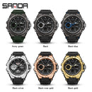 SANDA Brand Men's Watch Military Outdoor Sports Waterproof Watches Dual Display Quartz LED Digital Clock Relogio Masculino