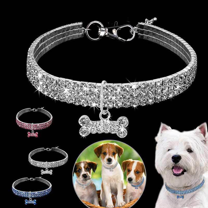 Collares de cristal ostentosos para perros y gatos, Collar ajustable para perros pequeños, gatos, Chihuahua, Pug, Yorkshire, accesorios para Collar de mascotas