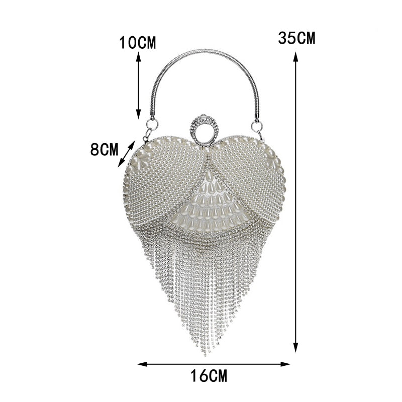 GLOIG Fashion Damen Quaste Abendtaschen Diamanten Perlen Clutch Hochzeit Geldbörse Schulter Party Laedes Case Geldbörse