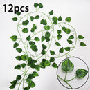 12pcs Artificial Plants Balcony Decorations Liana Led Leaf Garland Silk Rattan Leaf Vine Room Decor Home Living Exterior Terrace