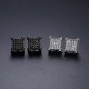 JINSE 10mm Square Cubic Zircon Mens Iced Stud Earring Push Back Black CZ Piercing Crystal Hip Hop Punk Jewelry Christmas Gifts