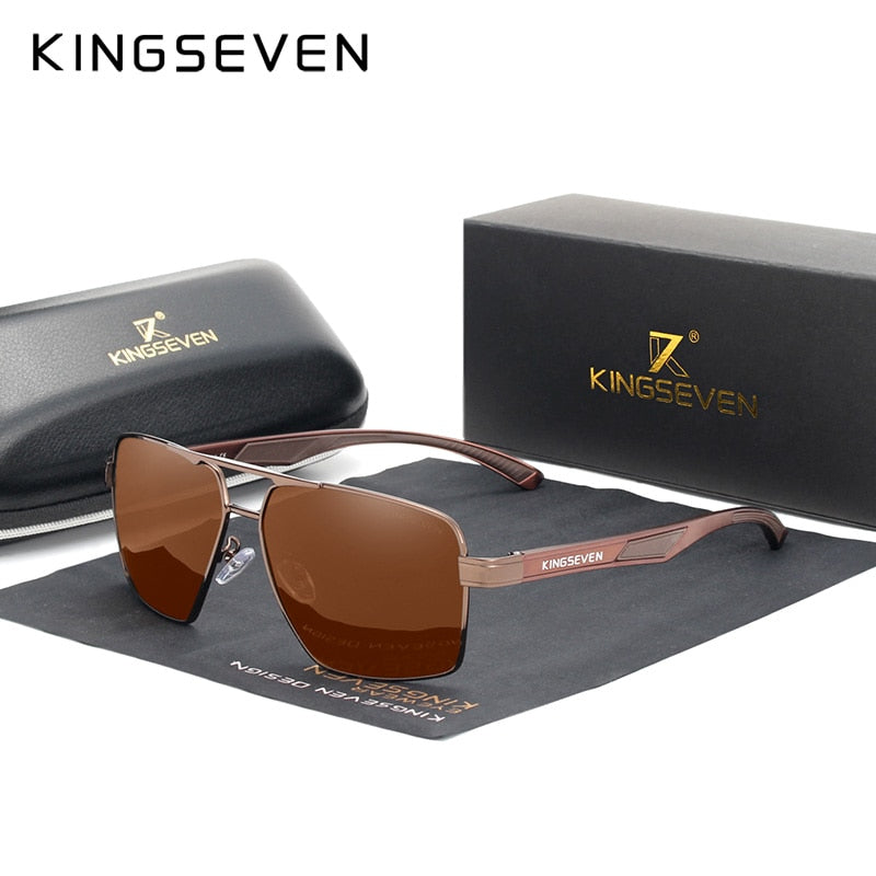 KINGSEVEN Brand 2022 New Polarized Men Sunglasses Square Aluminum Frame Male Sun Glasses Driving Fishing Eyewear Zonnebril N7719