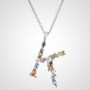 ANDYWEN 925 plata esterlina 26 letras oro inicial AB colgante collar fino cadena larga ajustable Mini PG CZ joyería