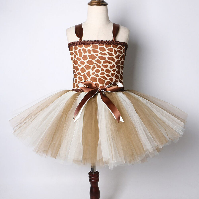 Cute Toddler Girl Giraffe Dress Cartoon Animal Performance Costume Set for Kids Halloween Costumes Girls Christmas Tutu Dresses