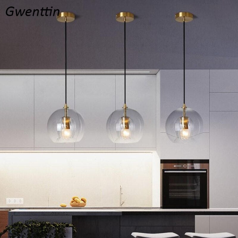 Lámpara colgante Led de cristal nórdico, luces colgantes modernas para cocina, barra, lámpara Industrial, accesorios de iluminación para comedor y sala de estar, decoración del hogar