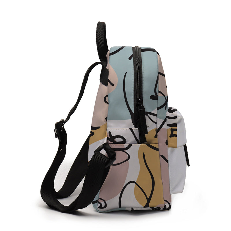 Mini mochila de moda Deanfun, mochila escolar colorida con estampado de cara de línea abstracta, bolso de hombro elegante para mujer, MNSB-31