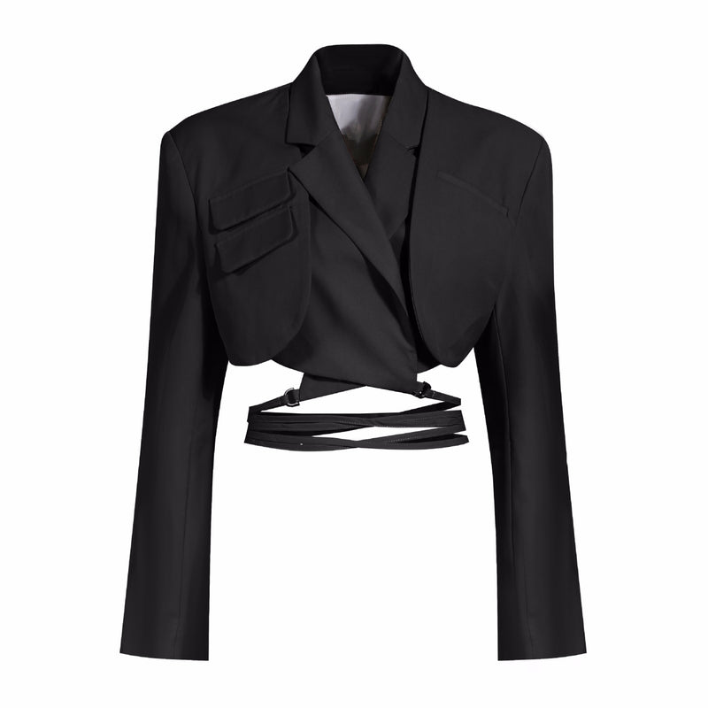 MOZISION Irregular elegante Blazer para mujer con muescas de manga larga con cordones Bowknot Blazers mujer 2021 primavera moda nuevo abrigo