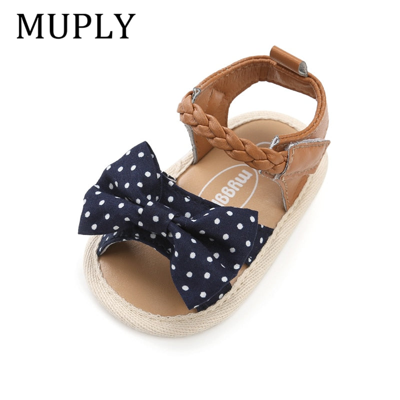 2021 New Soft Sole PU Baby girls Canvas bow First Walkers Shoes Fashion Summer Prewalkers First walker Toddler Moccasins