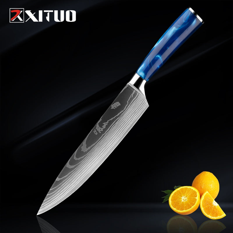 XITUO 8&quot; inch japanese kitchen knives Damascus surface Chef Knife wood handle Japan steel Santoku Cleaver Utility Knives tool