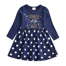 VIKITA Girls Cotton Dress Kids Cartoon Appliqued Vestidos Children Casual Wear Clothes Girls Long Sleeve Patchwork Dresses