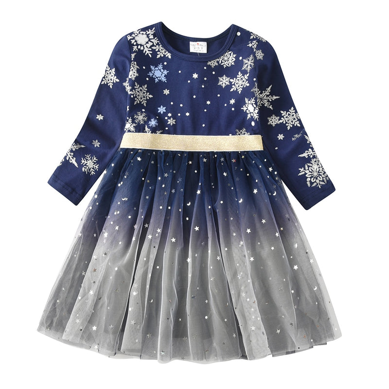 VIKITA Kinder Partykleid für Mädchen Kinder Pailletten Kleider Mädchen Stern Kleid Kleinkinder Freizeitkleider Kinder Herbst Kostüme