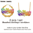 BeHoney Fashion Simple Personality Acrylic Custom Name bamboo Earrings Cartoons rainbow Name Necklace  Jewelry Christmas Gift C4