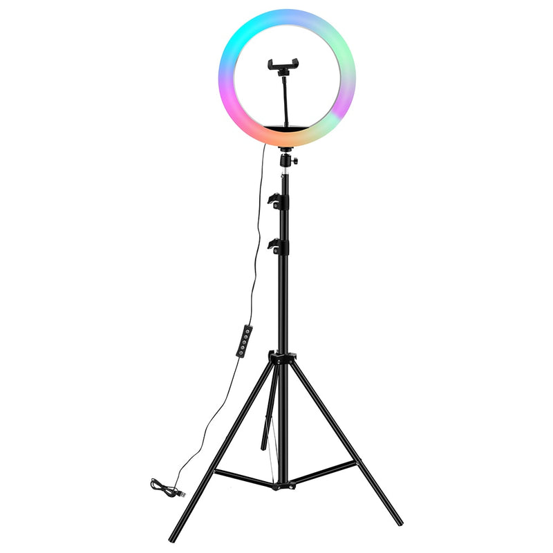 10 inch Ring Light RGB02 26cm 33cm 20cm LED Rainbow Light With Tripod Stand 1.6M Dimmable RGB Set For Short Video YouTube Live