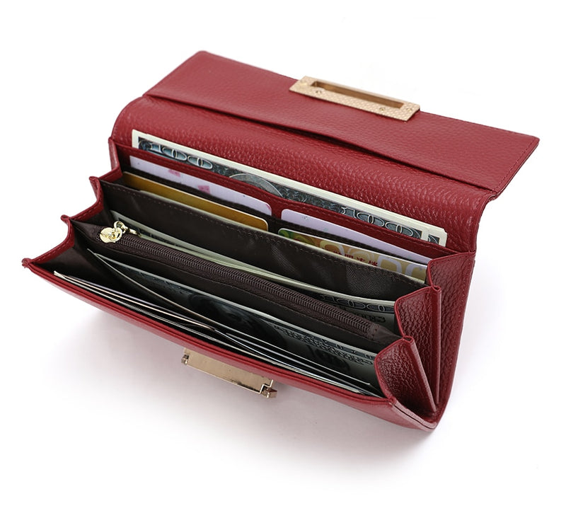 clearance women wallets genuine leather ladies clutch bag long real leather wallet cow leather purse female