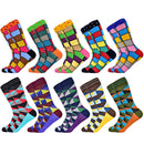 Hot Sale Men Socks 2020 New Colorful Gifts for Men Cotton Mens Socks Geometric Lattice Classic Happy Business Casual  Socks Men