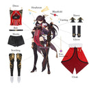 ROLECOS Genshin Impact Beidou Cosplay Kostüm Beidou Cosplay Kostüm Frauen Schwarz Rot Kostüm Halloween Kleid Umhang Full Set