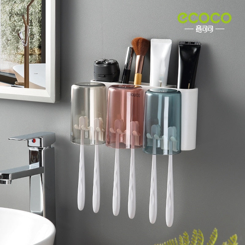 ECOCO Bathroom Toothbrush Holder Bathroom Organizer Electric Toothbrush Holder Wall Bathroom Accessories Set Home Accessories