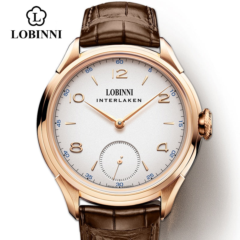 LOBINNI Seagull Mechanische Handaufzugsbewegung Männlichkeit Uhren Luxus Schweiz Marke Mann Wasserdichte Uhr Männliche Armbanduhr