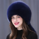 Winter Real Fox Fur Hats For Women Winter Stylish Russian Thick Warm Beanie woman Hat Natural Fluffy Fur Caps With Tail