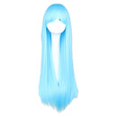 QQXCAIW Long Straight Cosplay Red Black Puprle Pink Blue Sliver Gray Blonde White Oragen Brown 80 Cm Synthetic Hair Wigs