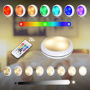 USB Rechangeable RGBW LED Cabinet Light Puck Light 16 Colors Remote Under Shelf Kitchen Counter Lighting Night Lamp