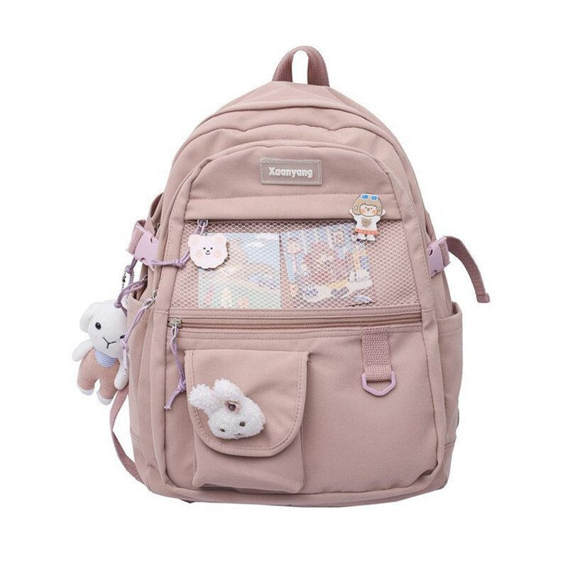 Japanese Fashion Backpack Women School Bags For Teenage Girls Multipockets Mesh Nylon Backpacks Mochila Feminina Bag Bolsa Mujer