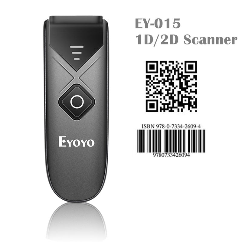 Eyoyo EY-015 Mini Barcode Scanner USB Wired Bluetooth Wireless 1D 2D QR PDF417 Bar Code for IPad IPhone Android Tablets PC