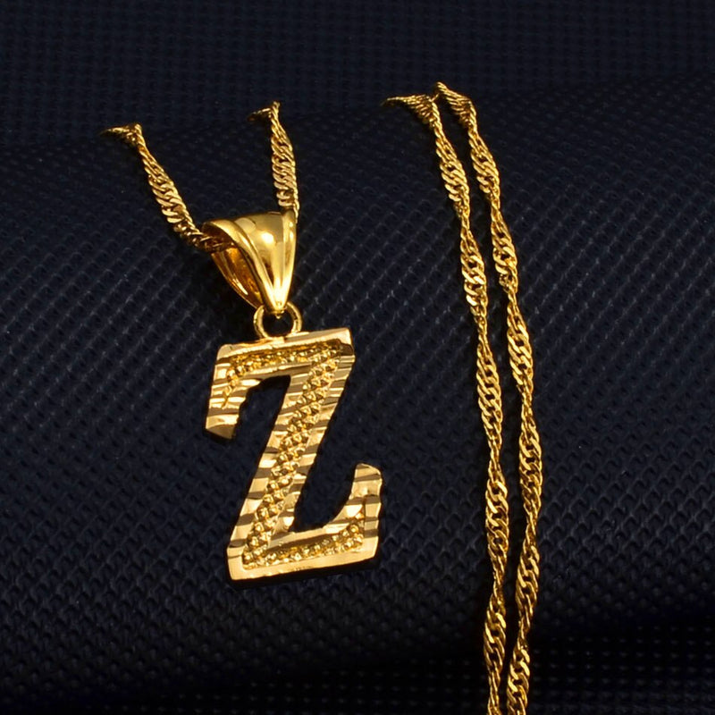 Anniyo A-Z Small Letters Necklaces Women/Girl Gold Color Initial Pendant Thin Chain English Letter Jewelry Alphabet Gift