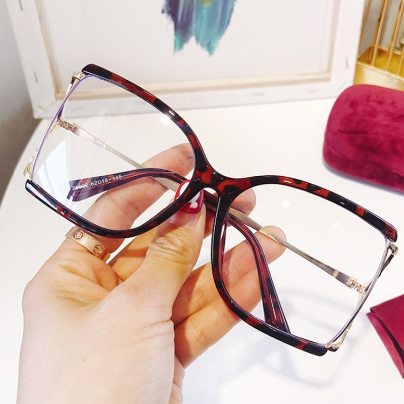 Red Square Clear Lens Glasses for Women Half Frame Fashion Glasses Frame Brand Design Decorative Eyewear oculos grau feminino