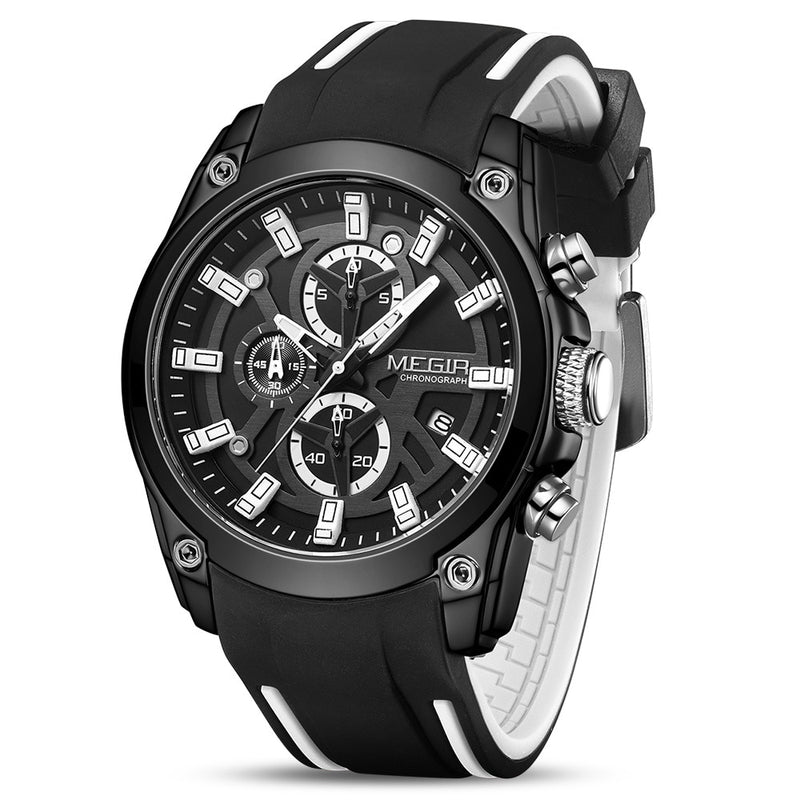 MEGIR 2020 New Mens Watches Top Brand Luxury Sports Wrist Watch Man Rose Black Silicone Waterproof Luminous Military Watch Clock