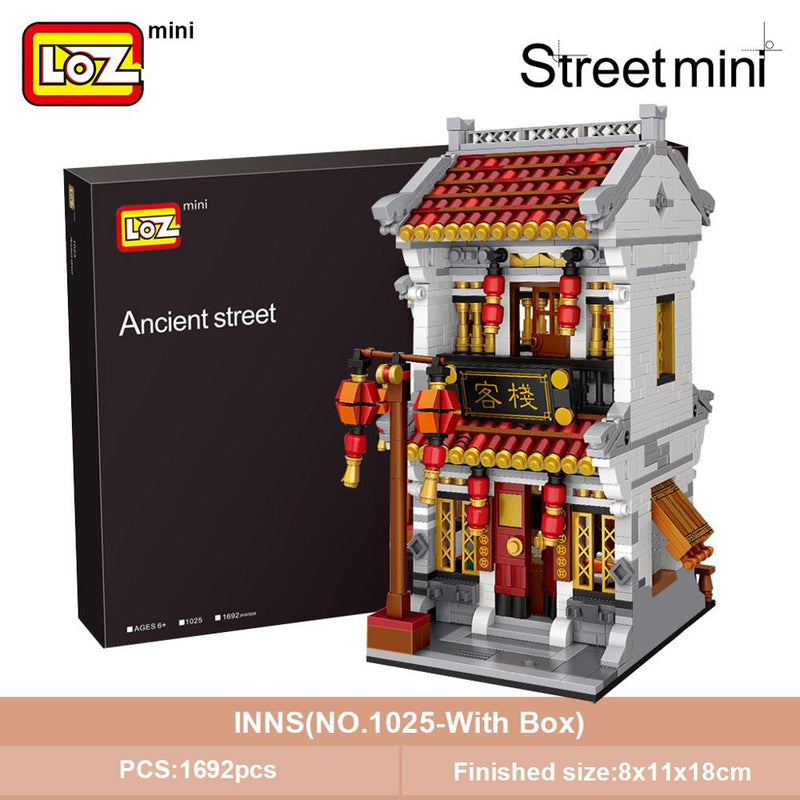 LOZ Mini Block Mini Chinatown Big China Street Chinese Tradition Tea House Pharmacy Inn Special Model DIY Assembly Toys