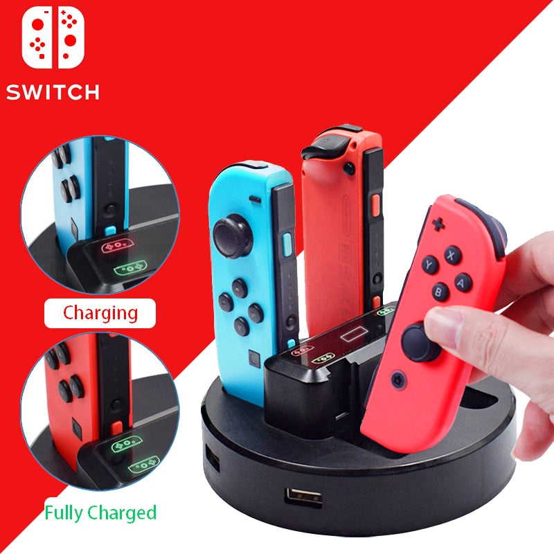 Tragbares Zubehör für Nintendo Switch Controller Ladegerät Docking Switch Joycon Station AC Adapter unterstützt 4 Joy-con Charging