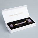 Masajeador de amatista para Estiramiento Facial, rodillo de piedra de Jade, piedra de cristal Natural, herramienta para adelgazar la barbilla fina, belleza Facial, cuidado de la piel