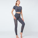 Conjunto de Yoga sin costuras para mujer, ropa de Fitness, conjunto de gimnasio de 2 piezas, Top corto, Leggings, conjunto deportivo para mujer, ropa de entrenamiento