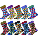 Hot Sale Men Socks 2020 New Colorful Gifts for Men Cotton Mens Socks Geometric Lattice Classic Happy Business Casual  Socks Men